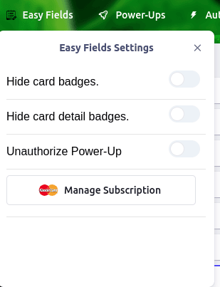 Button for accessing subscription customization options