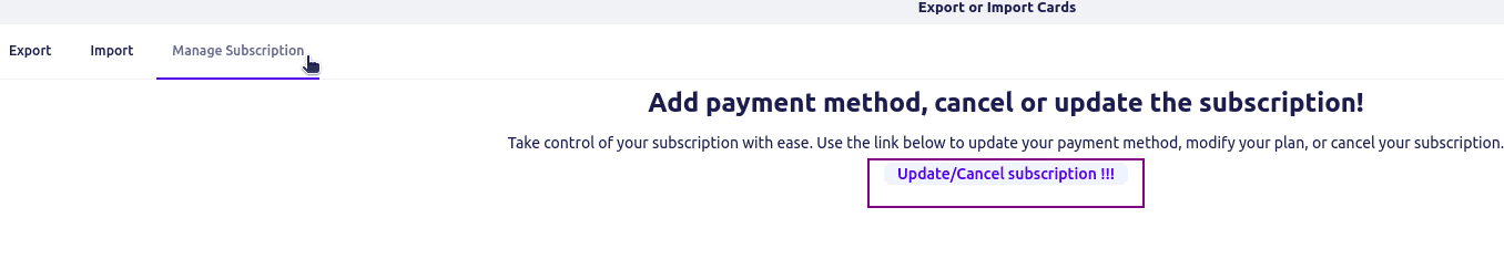 Button for accessing subscription customization options