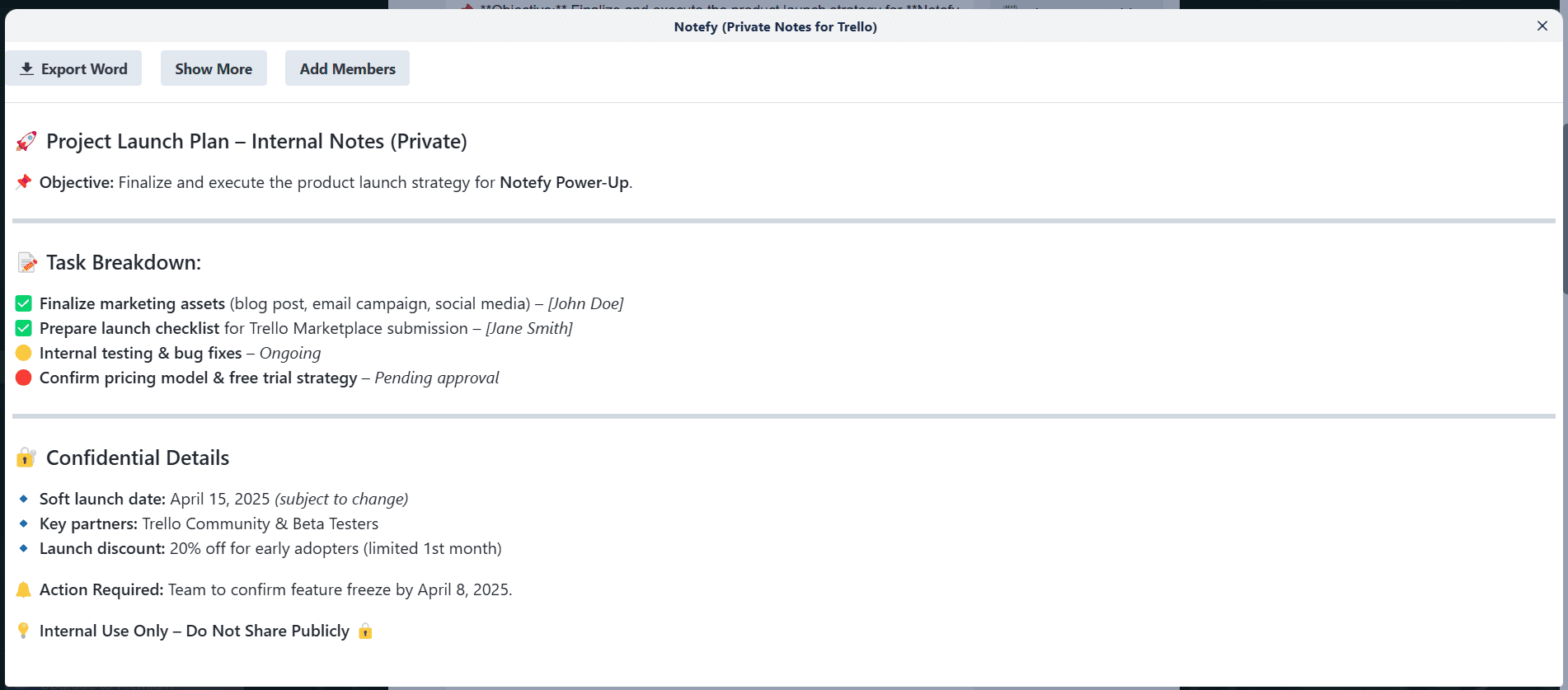 full screen note