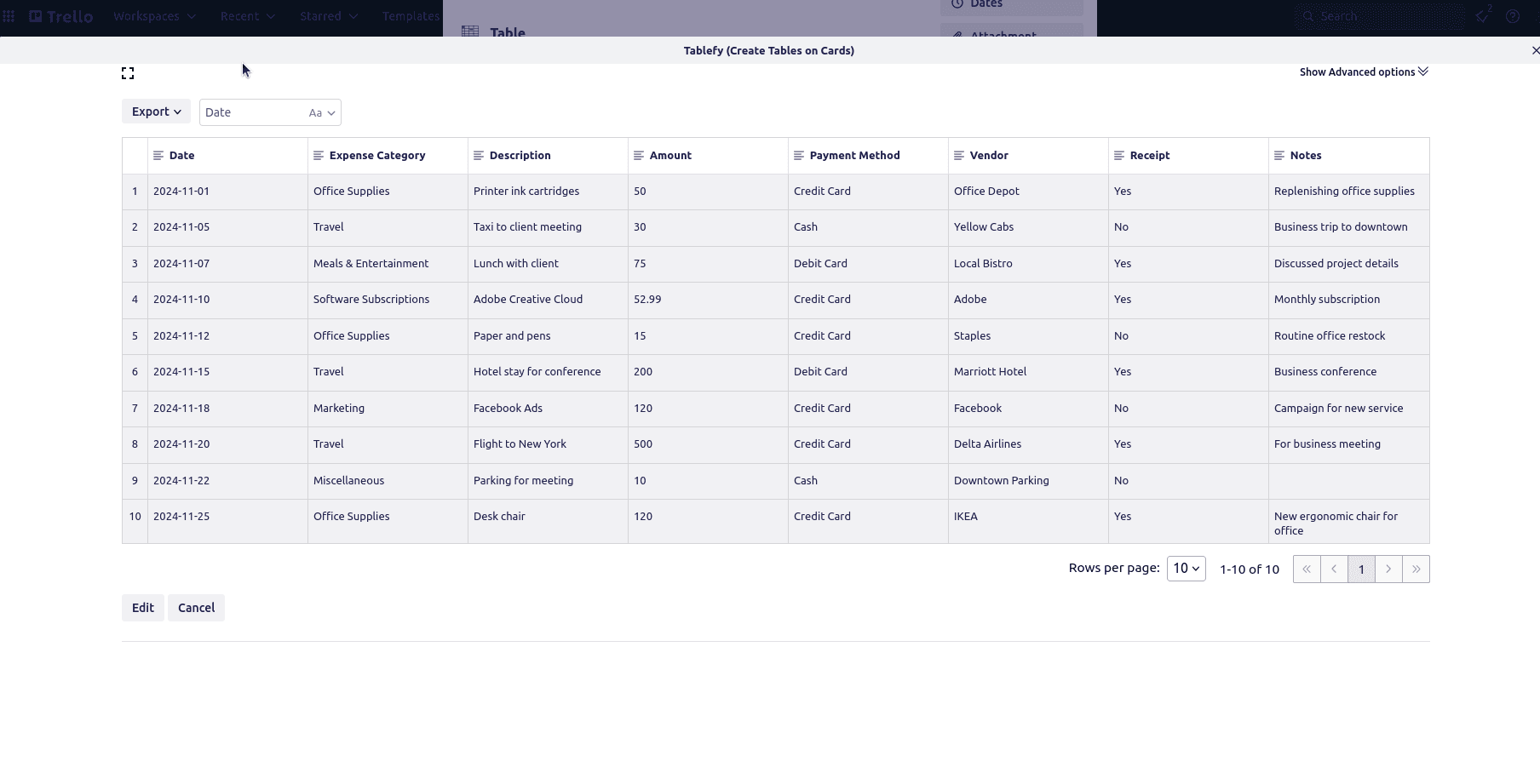 Table management in Tablefy