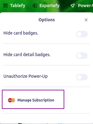 Button for accessing subscription customization options